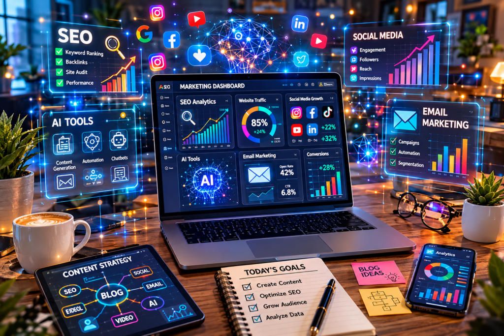 Best free marketing tools workspace setup