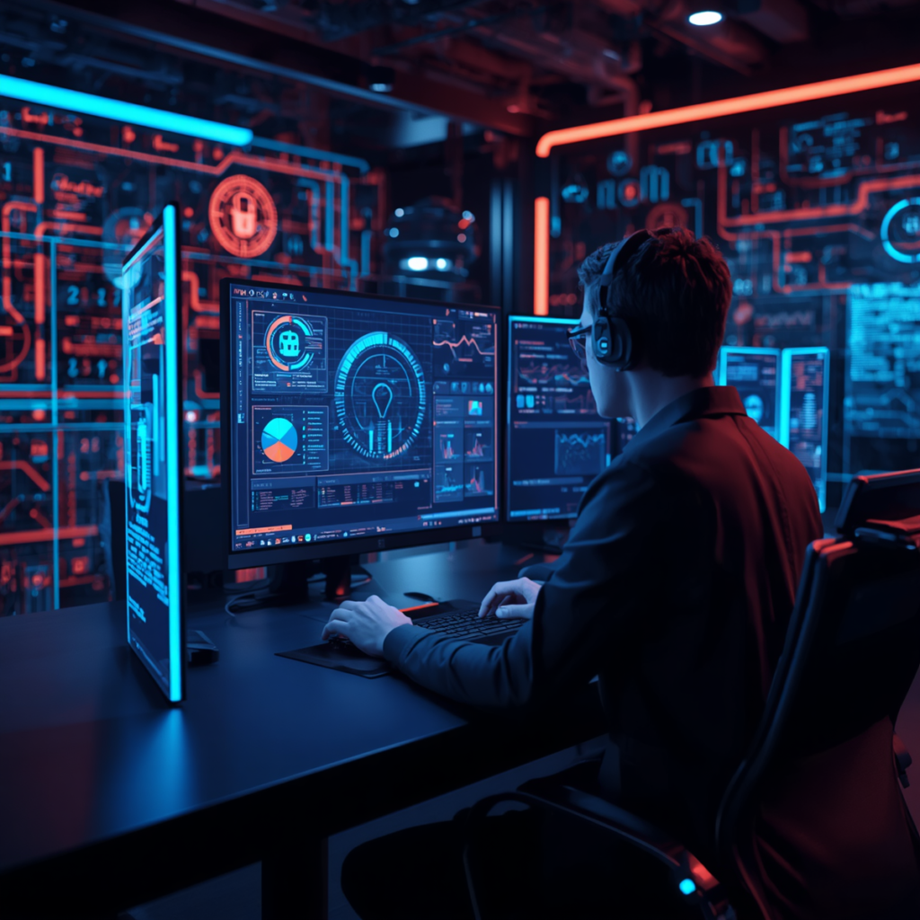Cybersecurity professional protecting digital systems